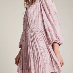 Allsaints Pink Floral Boho Mini Dress Size 2 - Oversized Fit